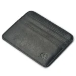 Porte-cartes artisanal en cuir pleine fleur noir