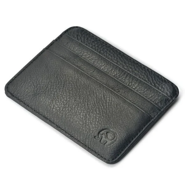 Porte-cartes artisanal en cuir pleine fleur noir