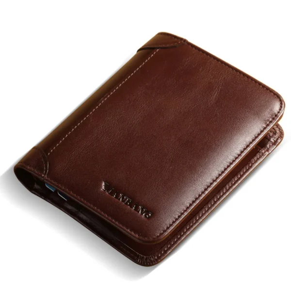 Porte-feuille en cuir unique 3 volets pour hommes d'affaires avec plusieurs compartiments