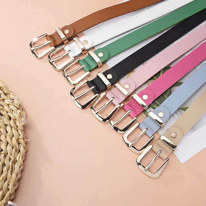 Ceinture cuir élégante pour femme – Couleurs pastel avec boucle dorée 4