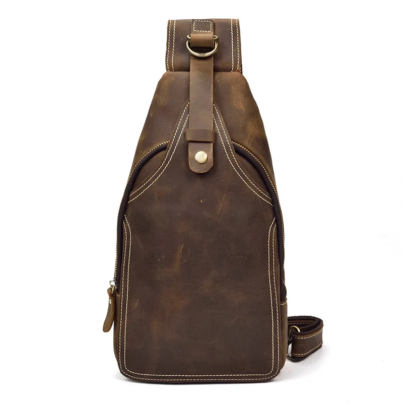 Sac pour homme en cuir véritable, style chest bag