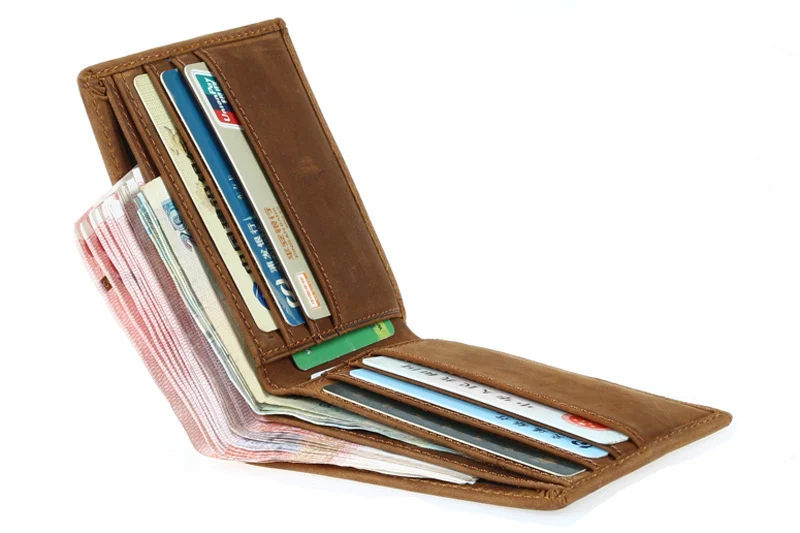 Porte-feuille en cuir artisanal – Style rétro pour homme 3 Porte-feuille en cuir pleine fleur marron avec compartiments multiples, fabrication artisanale