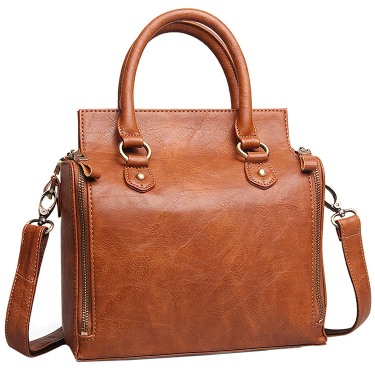 Sac business en similicuir marron avec poignée en cuir