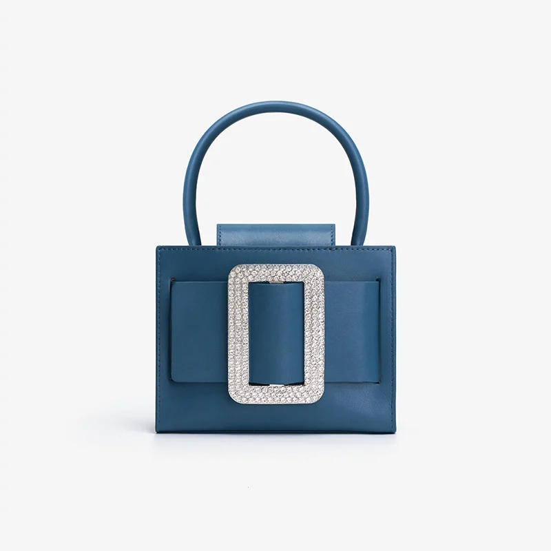Sac en cuir bleu de qualité supérieure avec fermoir magnétique