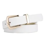 Accessoire blanc de mode pour femme, ceinture en PU avec boucle dorée et couleurs pastel