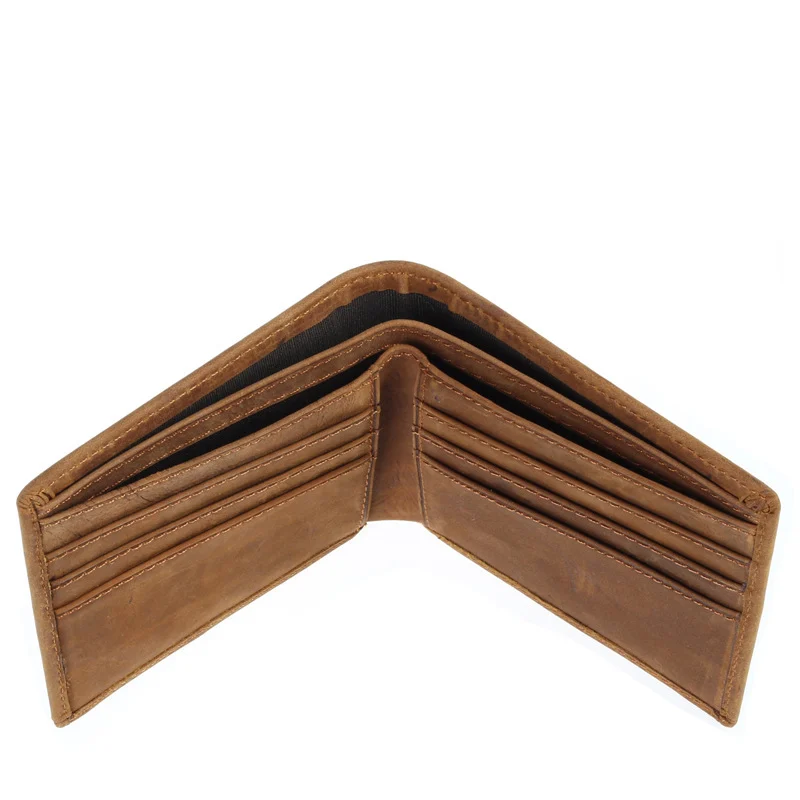 Porte-feuille en cuir artisanal – Style rétro pour homme 2 Porte-feuille en cuir pleine fleur marron avec compartiments multiples, fabrication artisanale