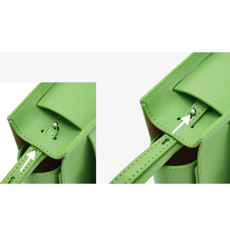 Maroquinerie artisanale : sac vert en cuir avec boucle