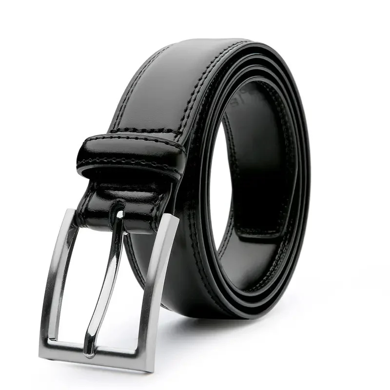 Ceinture pour homme en cuir véritable – Boucle à ardillon en alliage 2 Accessoire de mode en cuir noire pour homme, ceinture en cuir véritable avec boucle à ardillon, disponible en plusieurs tailles