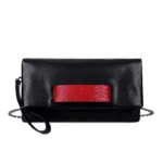 Sac pochette en cuir pour soirée, avec chaîne en métal