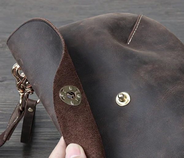 Sac Artisanal en Cuir Vintage - Collection Heritage_detail du cuir