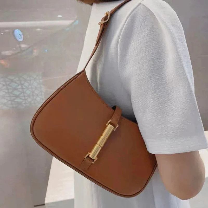 Sac Baguette en Cuir Véritable - Sac à Main Épaule Style Minimaliste pour Femme 6 Sac Baguette en Cuir Véritable