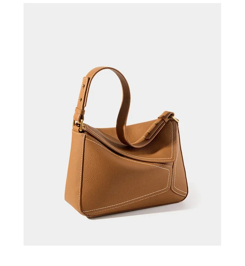 Sac Cabas marron Géométrique en Cuir Premium - Élégance et Praticité