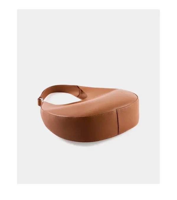 Sac demi-lune en cuir marron pour femme