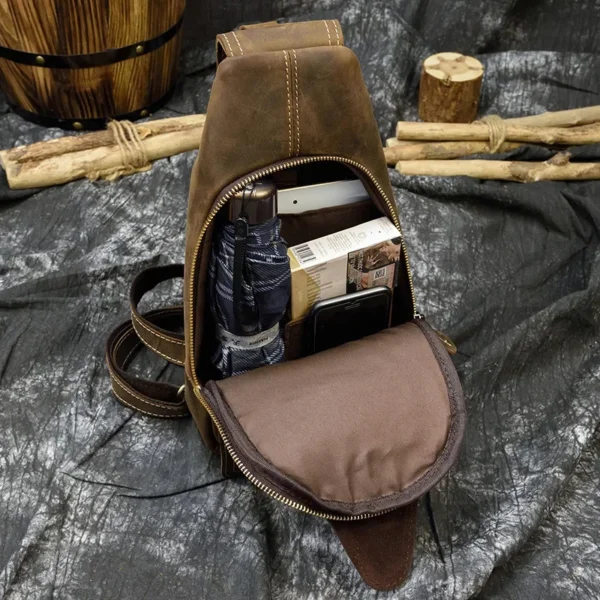 Sac à Bandoulière en Cuir Véritable pour Homme_capacité
