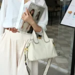 Sac à Main Cuir Grande Capacité_blanc