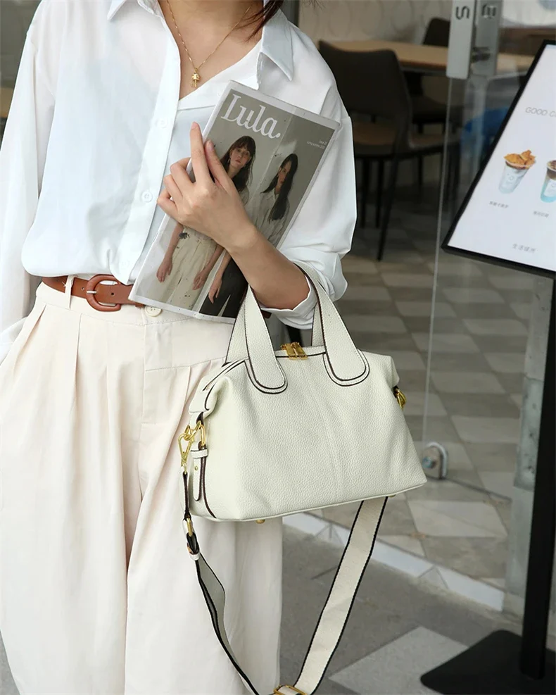 Sac à Main Cuir Grande Capacité_blanc