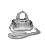 Sac à Main en Cuir Véritable Argenté - Style Rétro Pillow Bag pour Femme