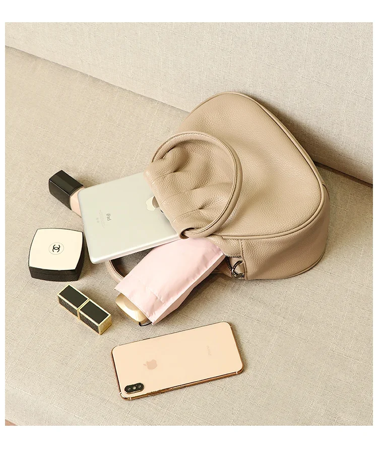 Sac multifonctionnel beige pour femme en cuir véritable