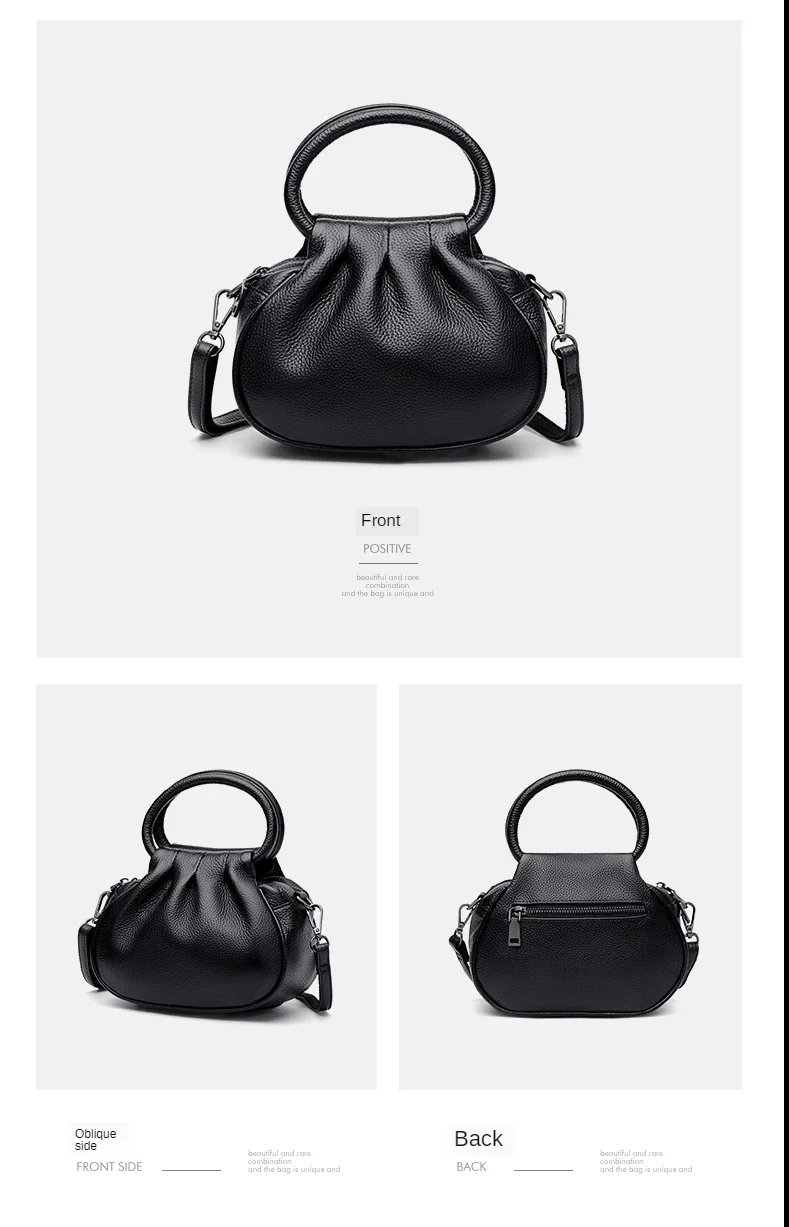 Vue latérale du sac en cuir noir avec bandoulière