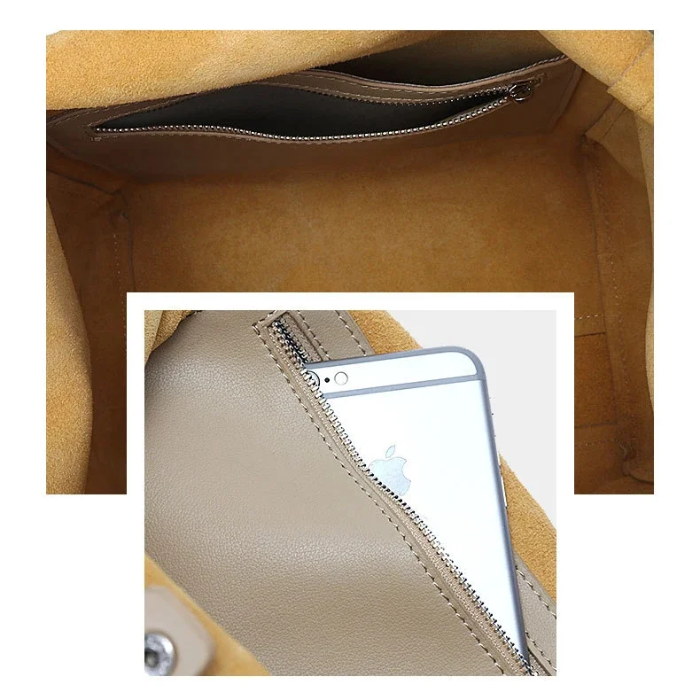 Détail du cuir souple sur le tote bag pour femme