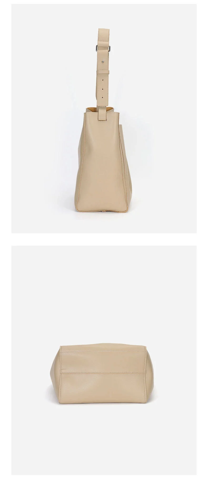 Sac à main rétro en cuir de vachette beige pour femme