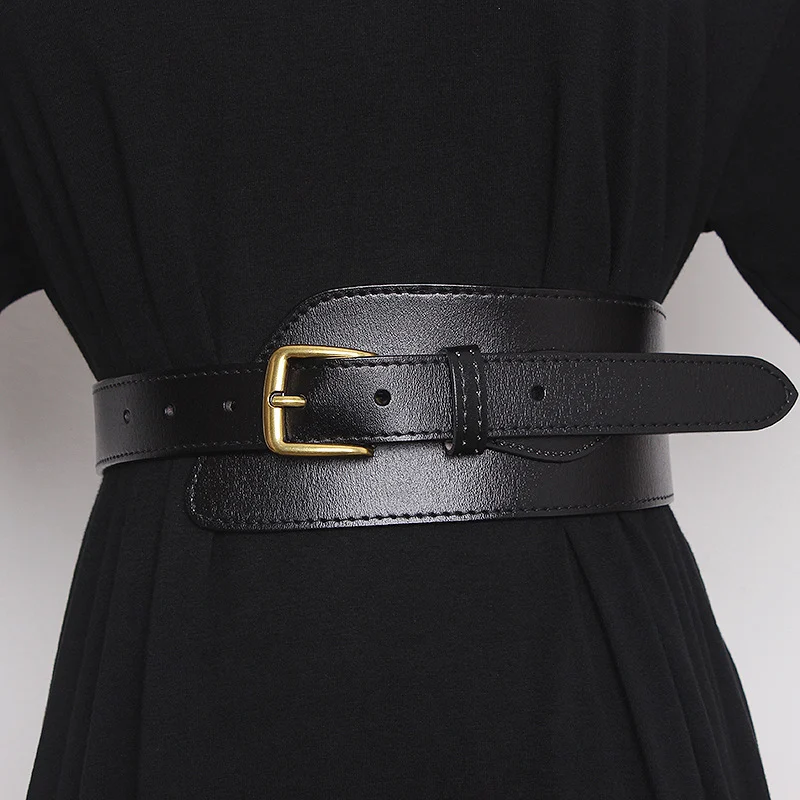 Ceinture en cuir irrégulière pour femme – Accessoire de mode polyvalent 2 Ceinture en cuir véritable à deux couches avec design tendance
