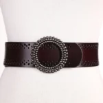 Accessoire marron de mode en cuir pour femme, ceinture ajustable sans trous