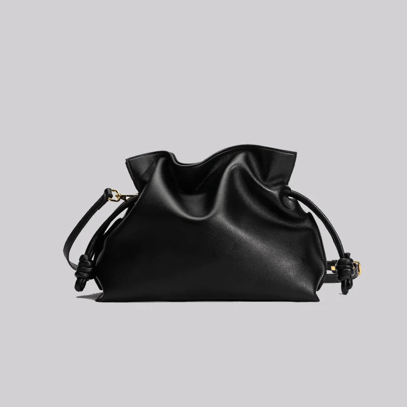 Sac en cuir noir à bandoulière ajustable, modèle chanceux