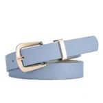Accessoire bleu de mode pour femme, ceinture en PU avec boucle dorée et couleurs pastel