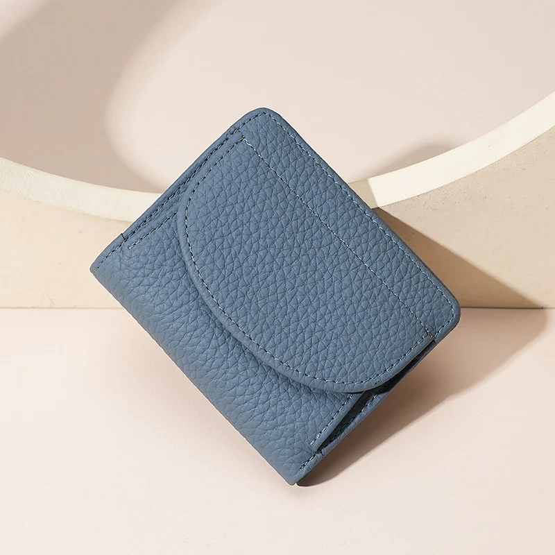 Portefeuille bleu en cuir véritable, cadeau idéal pour femme