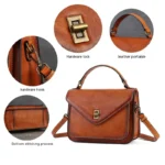 Sac à main en cuir marron fait main Fermeture à boucle vintage en laiton sac cuir