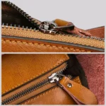 Sac à main en cuir véritable pour femme - Style vintage et pratique_detail du cuir