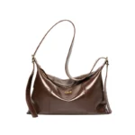 Sac bandoulière en cuir véritable, marron