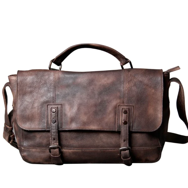 Sac à Bandoulière Rétro en Cuir Vieilli - Modèle Messenger