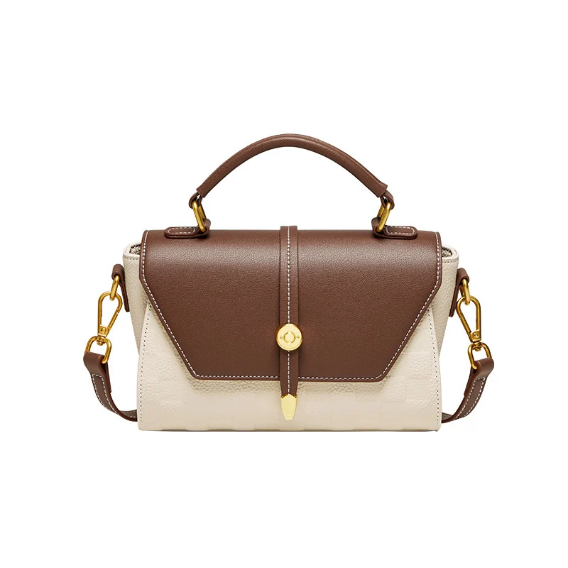 Sac à Main Premium en Cuir Véritable - Modèle Bandoulière de Luxe 1 Sac à main premium en cuir beige avec bandoulière ajustable