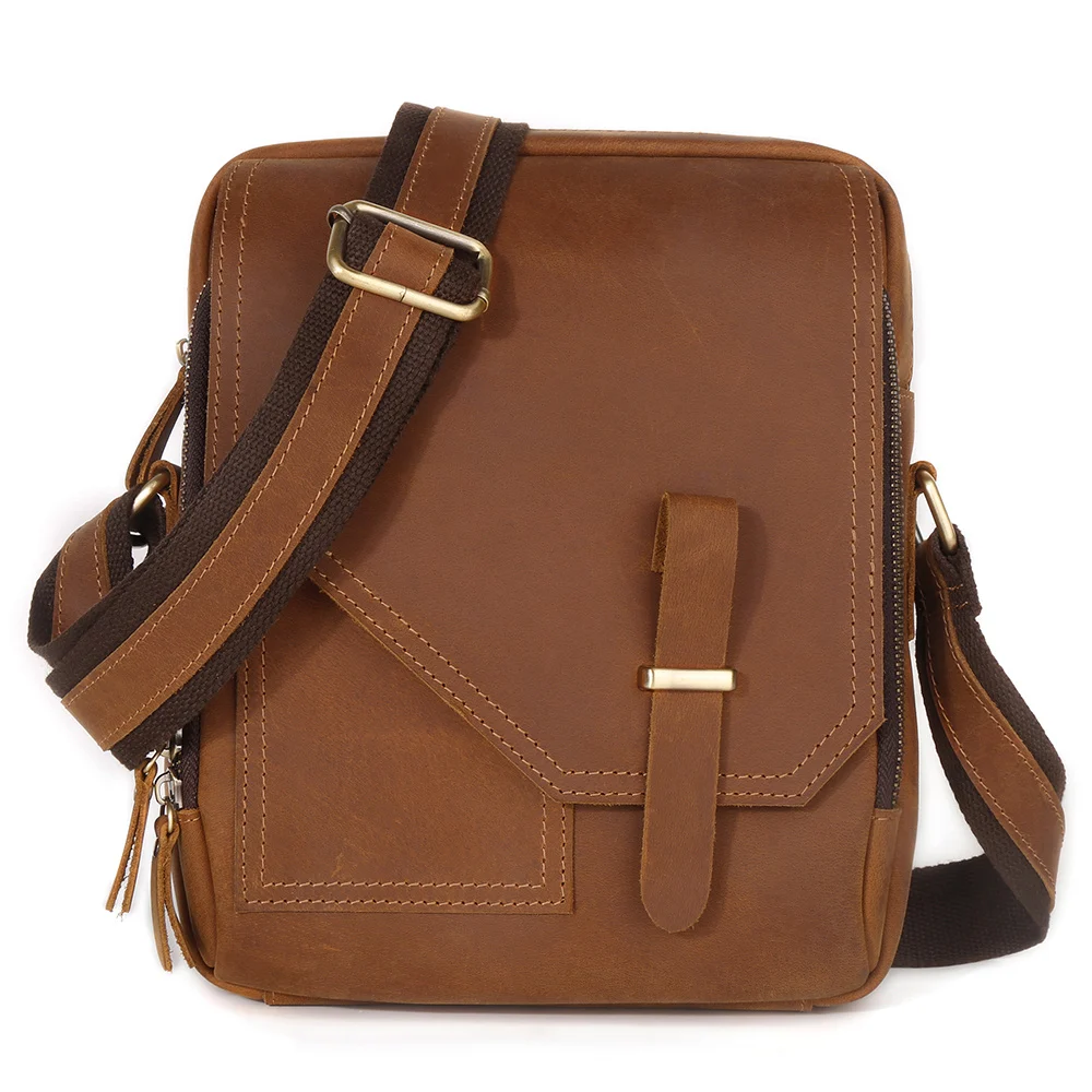 Sac Bandoulière en Cuir Crazy Horse pour Homme - Modèle Rétro