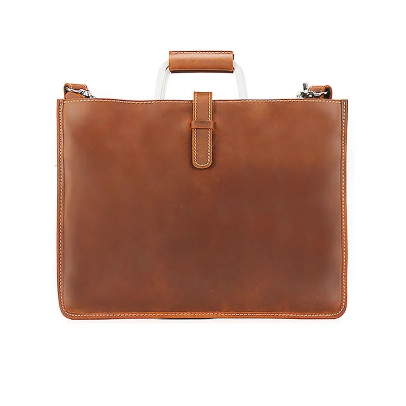 Briefcase Simple en Cuir Véritable - Modèle Rétro Fait Main 10