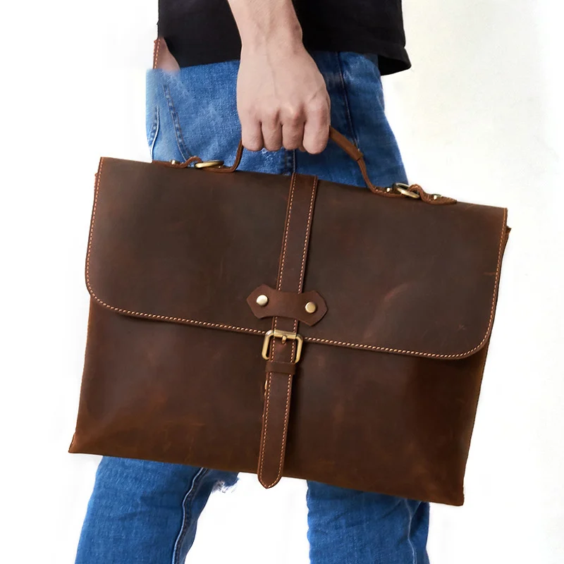 Business briefcase Homme en Cuir Crazy Horse - Collection Artisanale 3