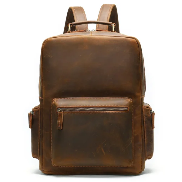 Sac à Dos en Cuir Crazy Horse - Élégance et Grande Capacité pour Voyage et Affaires