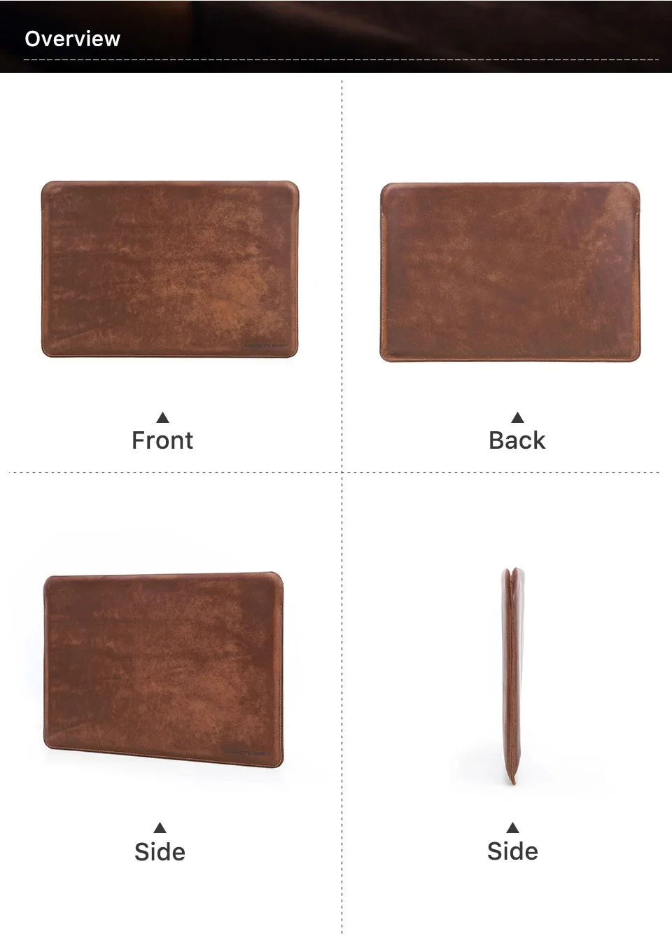 Détail patine naturelle cuir brun