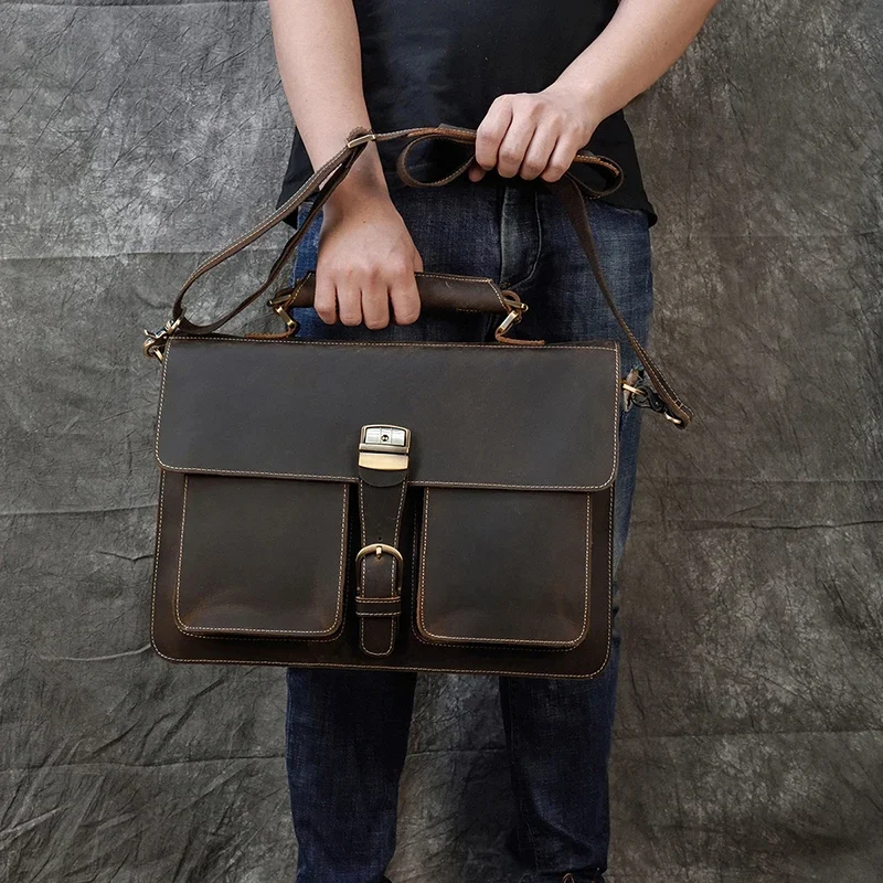Porte-documents Business Vintage en Cuir Premium_details ceinture