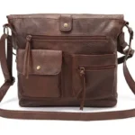 Sac à main vintage marron en cuir artificiel avec bandoulière ajustable