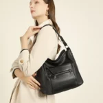 Sac bandoulière noir avec doublure polyester coton