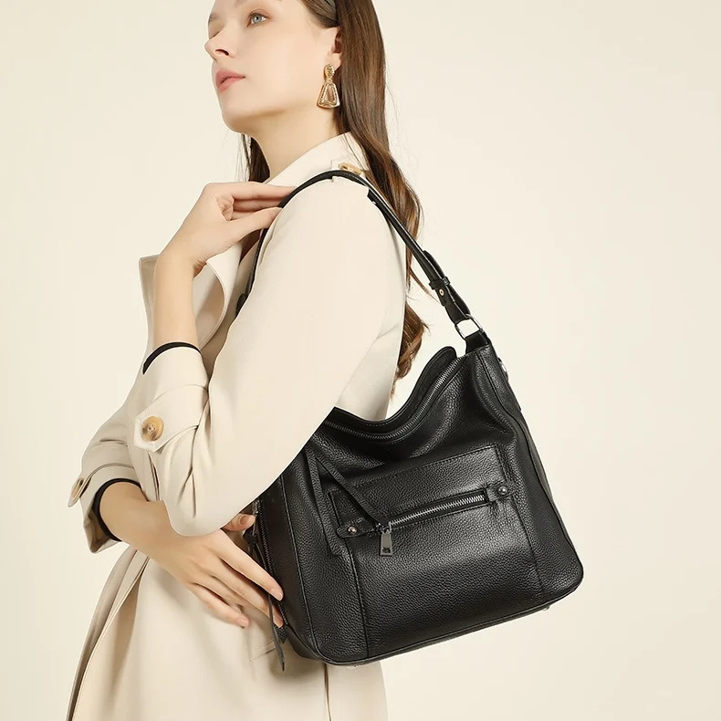 Sac bandoulière noir avec doublure polyester coton