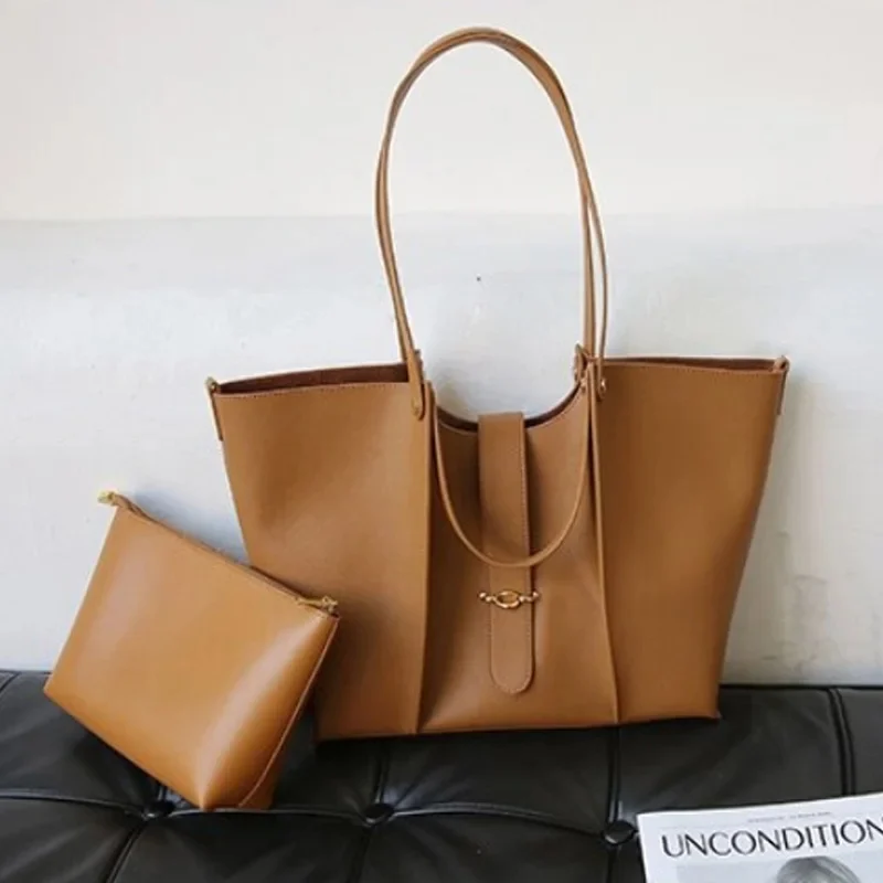Sac Cabas en Cuir Véritable Grande Capacité pour Femme