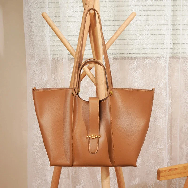 Sac Cabas en Cuir Véritable Grande Capacité pour Femme