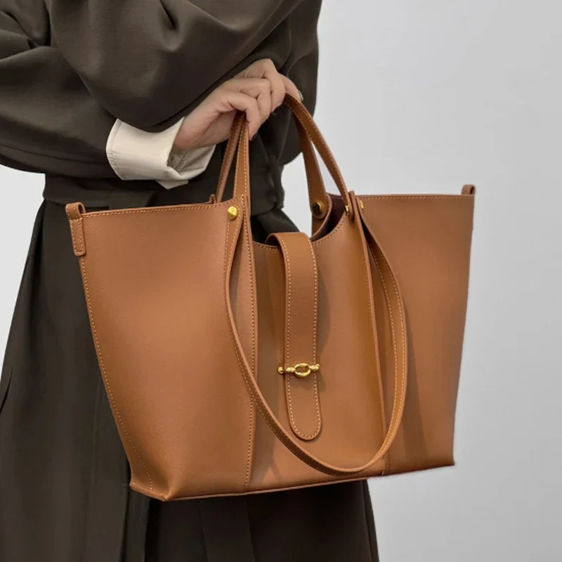 Sac Cabas en Cuir Véritable Grande Capacité pour Femme