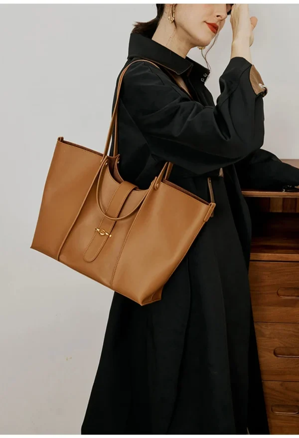 Sac Cabas en Cuir Véritable Grande Capacité pour Femme
