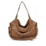 Sac à Bandoulière Grande Capacité en Cuir de Vachette - Modèle Horizontal