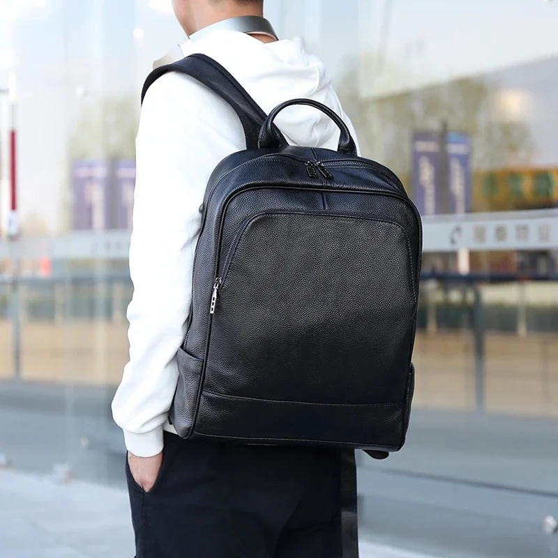 Sac à Dos de Voyage en Cuir Véritable - Élégance et Grande Capacité 3 Sac à dos en cuir de première couche pour homme, parfait pour le quotidien